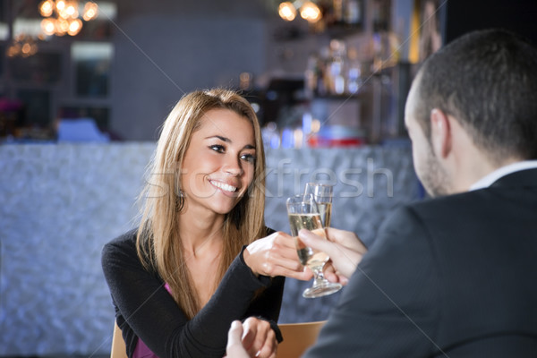 Toast adulte couple restaurant espace de copie [[stock_photo]] © diego_cervo