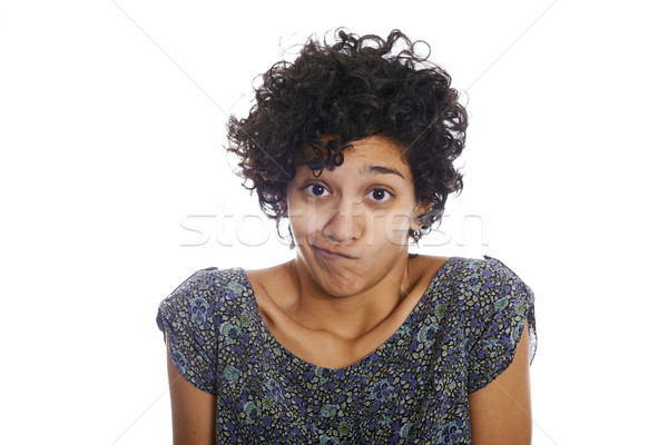 Portré zavart bizonytalan spanyol lány nő Stock fotó © diego_cervo