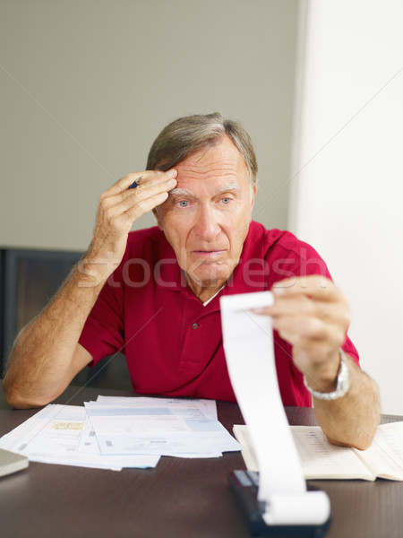 Idős férfi otthoni pénzügyek aggódó copy space kezek Stock fotó © diego_cervo