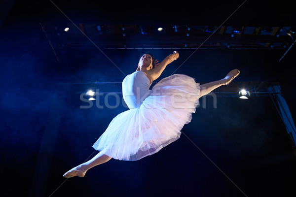 female classic dancer jumping mid air during ballet Stock photo © diego_cervo