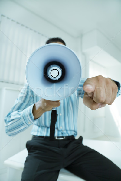 мегафон молодые бизнесмен служба кричали бизнеса Сток-фото © diego_cervo