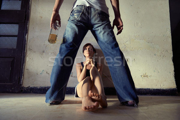 Couple issues with angry drunk man and scared wife Stock photo © diego_cervo