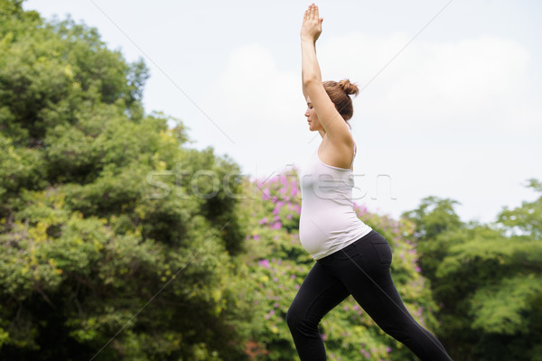 беременная женщина матери живота расслабляющая парка йога Сток-фото © diego_cervo