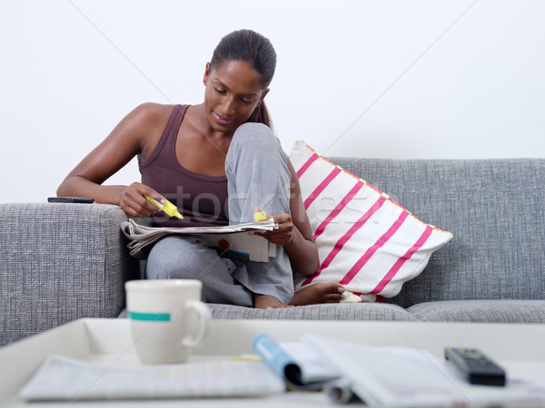 beautiful woman doing job hunting at home Stock photo © diego_cervo