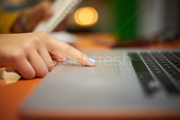 Girl College Student Using Computer Trackpad At Night Stock photo © diego_cervo