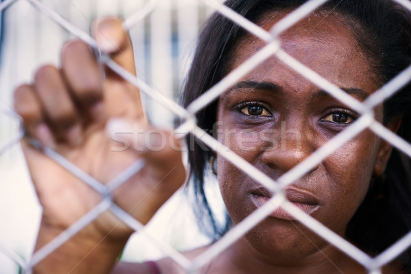 Trist deprimat femeie plâns abuz Imagine de stoc © diego_cervo