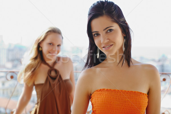 Deux heureux femmes souriant caméra jeunes [[stock_photo]] © diego_cervo