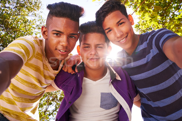 Multiethnic Group Of Teenagers Embracing Smiling At Camera Stock photo © diego_cervo