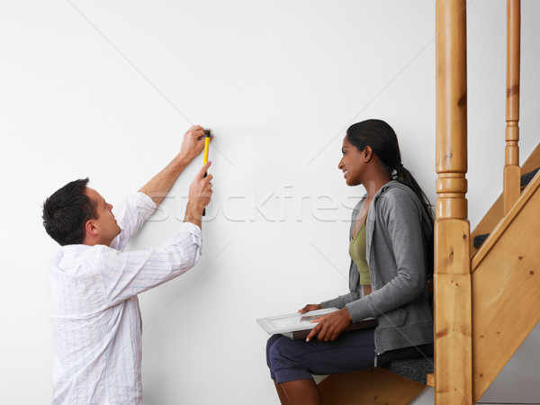 man and woman doing diy work at home Stock photo © diego_cervo