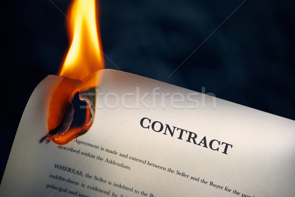 Closeup Of Contract In English Burning On Fire Stock photo © diego_cervo