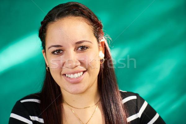 Stock photo: Beautiful People Portrait Happy Pretty Latina Girl Laughing