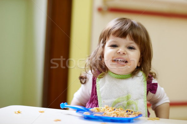 Stockfoto: Meisje · lunch · kleuterschool · kaukasisch · vrouwelijke