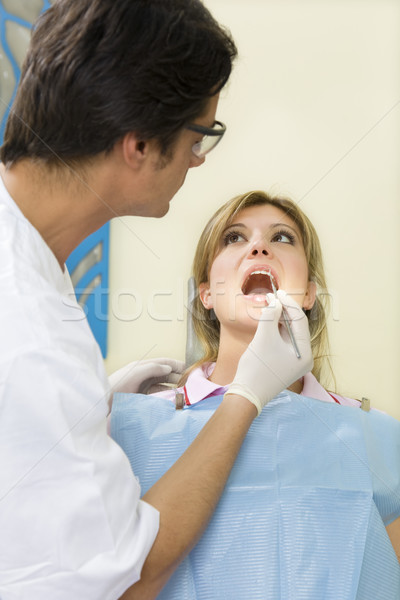 Zahnarzt zahnärztliche Frau Mädchen medizinischen Stock foto © diego_cervo