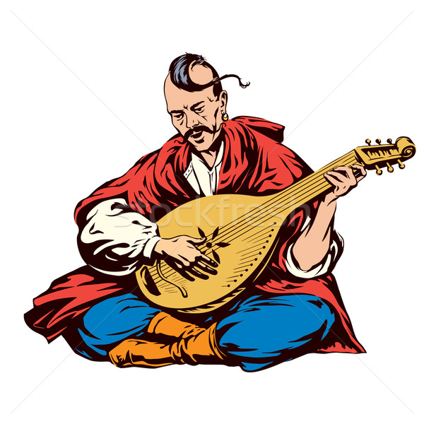 Gry instrument muzyczny człowiek mężczyzna śpiewu etnicznych Zdjęcia stock © digiselector
