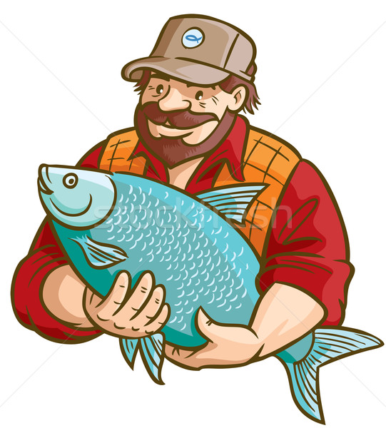 Pêcheur poissons sport drôle cartoon Homme [[stock_photo]] © digiselector