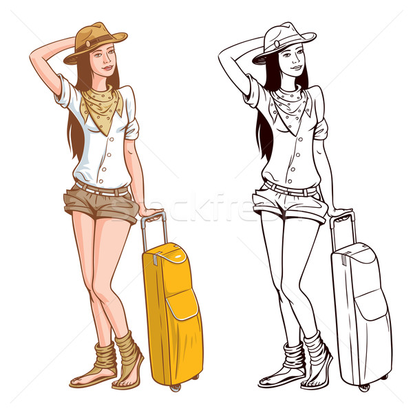 Turista nő táska lány divat fiatal Stock fotó © digiselector