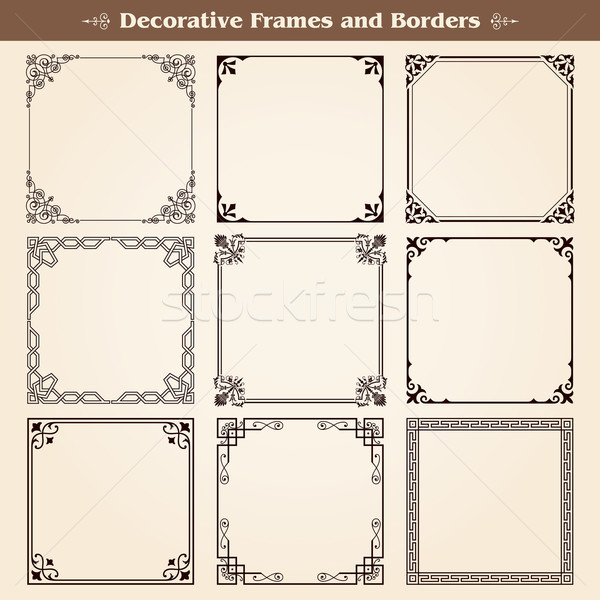 Decorative frames and borders set vector Stock photo © digiselector