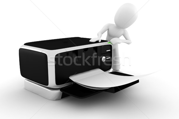 3d man printing some documents Stock photo © digitalgenetics