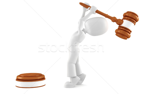 Stockfoto: 3d · man · groot · hamer · geïsoleerd · witte