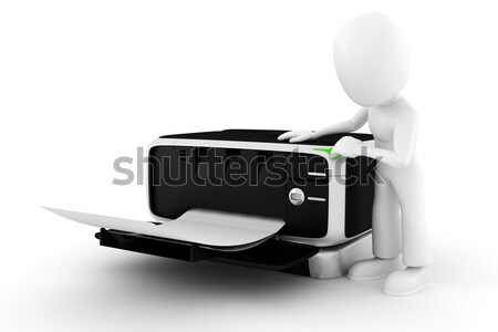 3d man printing some documents Stock photo © digitalgenetics