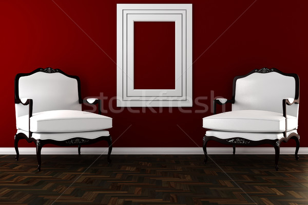 Stockfoto: 3D · vintage · fauteuil · muur · mode · home