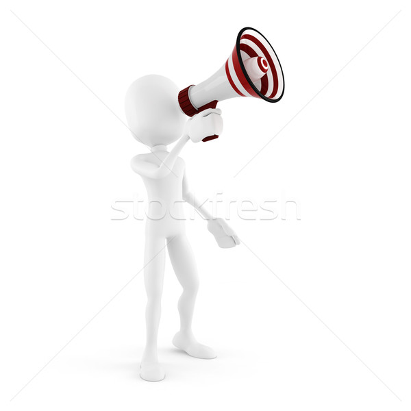 Hombre 3d grande megáfono aislado blanco negocios Foto stock © digitalgenetics