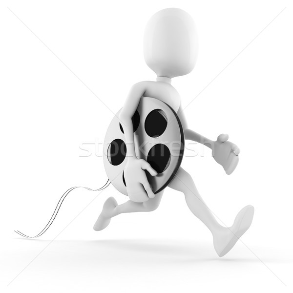 [[stock_photo]]: 3d · man · courir · film · homme · fond · signe