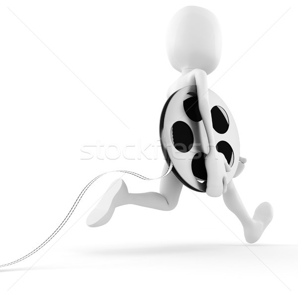 3d man running to bring the newest reel roller film Stock photo © digitalgenetics