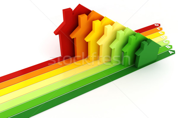 Stock photo: 3d, Energy efficiency concept, on white background
