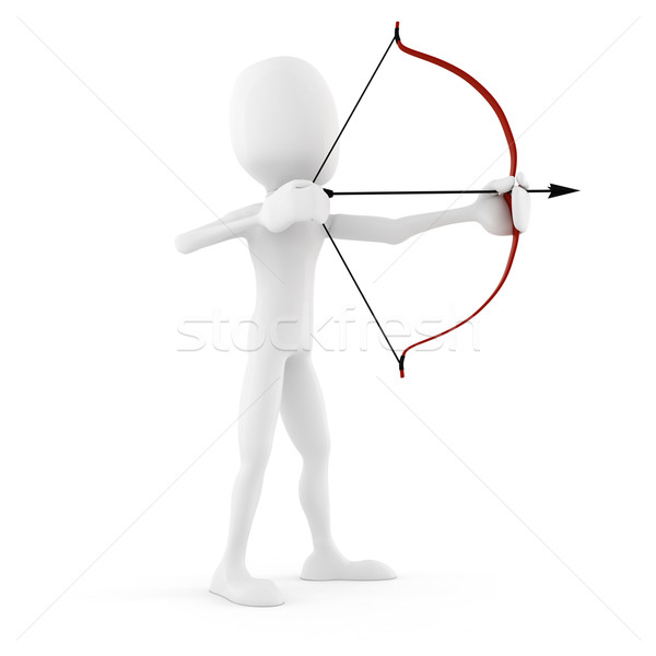 Stock photo: 3d man archer, isolated on white