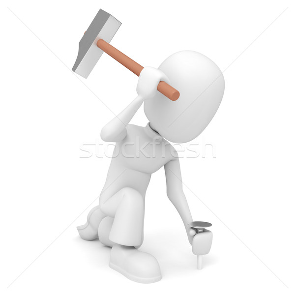 3d man with a hammer Stock photo © digitalgenetics