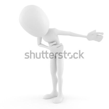 Foto stock: O · homem · 3d · chave · inglesa · isolado · branco · homem · trabalhar