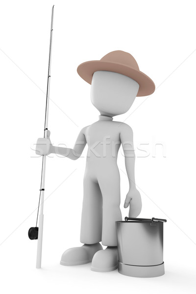 3d man fisherman Stock photo © digitalgenetics