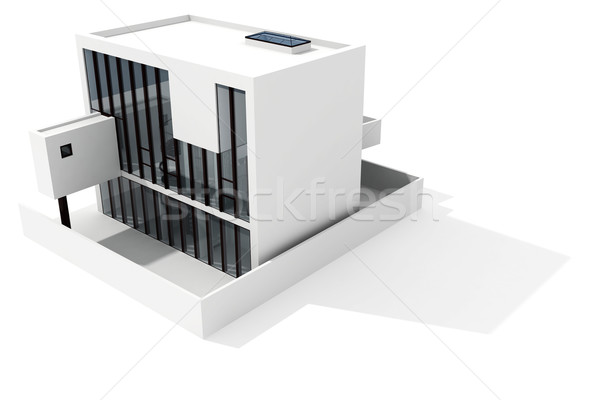 3D modernen Haus weiß Familie Gebäude Stock foto © digitalgenetics