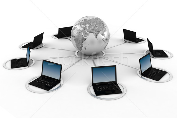 3D komputera świecie świat laptop Zdjęcia stock © digitalgenetics