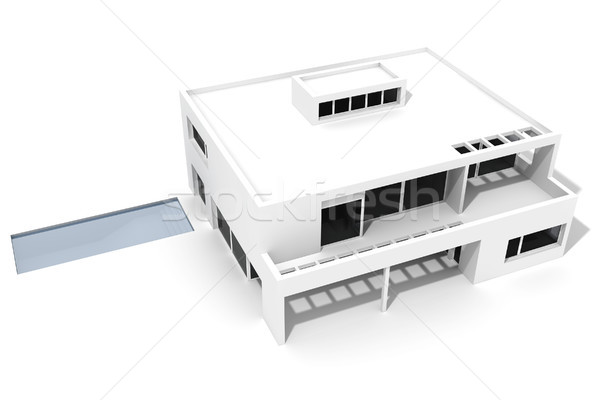 Foto stock: 3D · moderno · casa · isolado · branco · família