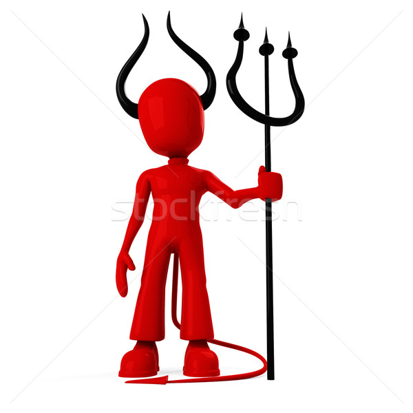 3d man, wearing devil suite, with bih horns. isolated on white Stock photo © digitalgenetics