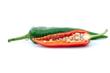 Green and half of red hot peppers Stock photo © digitalr