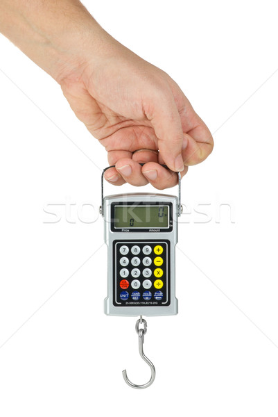 Hand hold digital fishhook scales Stock photo © digitalr