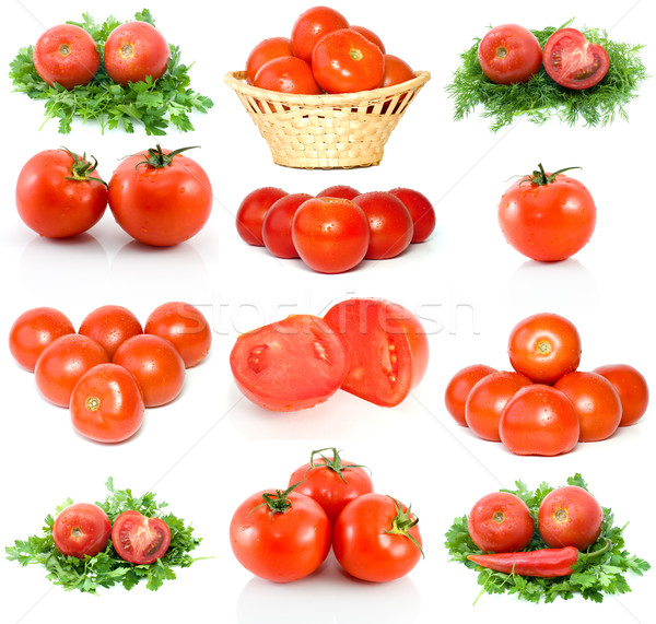Ingesteld Rood rijp tomaten geïsoleerd witte Stockfoto © digitalr