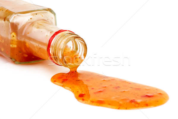Rot Sauce Flasche isoliert weiß Pool Stock foto © digitalr