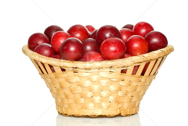 Foto stock: Cesta · cereza · aislado · blanco