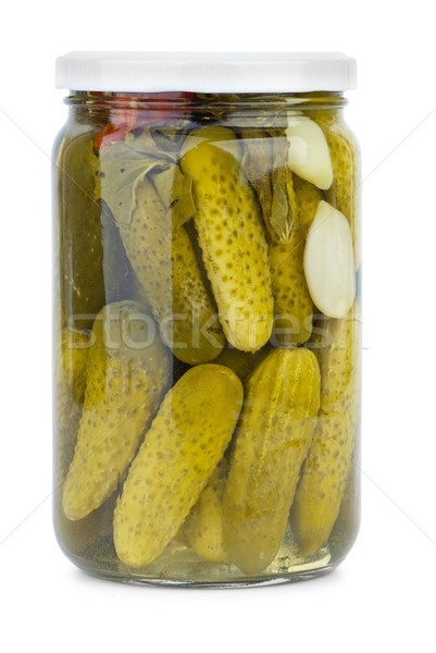 Glass jar with home-maded marinated cornichons Stock photo © digitalr