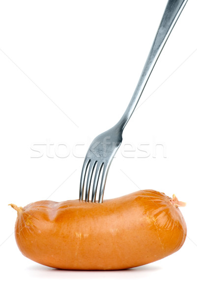 Fork and sausage isolated on the white background Stock photo © digitalr