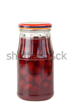 Glass jar with jam maded from cornelian cherries Stock photo © digitalr