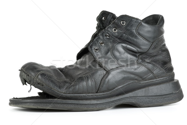 Alten getragen Boot isoliert weiß Schuhe Stock foto © digitalr