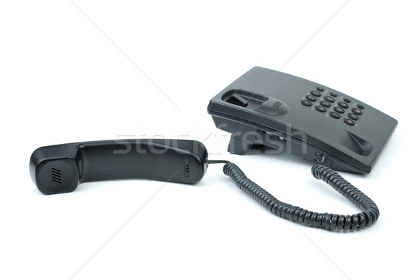 Stock foto: Schwarz · Büro · Telefon · Mobilteil · isoliert · weiß