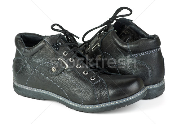Stock photo: Pair of black leather boots