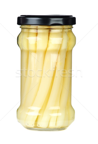 Asparagi marinato vetro jar isolato bianco Foto d'archivio © digitalr