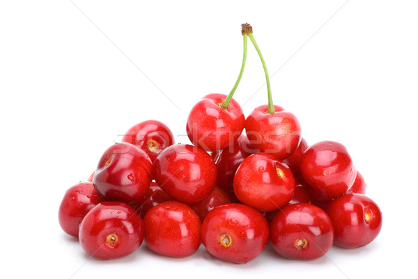 Pile of red cherries without stalks and pair berries on the top Stock photo © digitalr